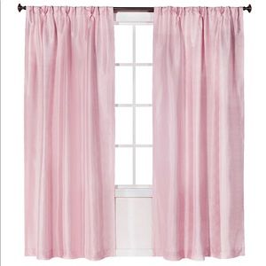 (2) Pink Faux Silk Pleat Panels & (2) Sheer Panels